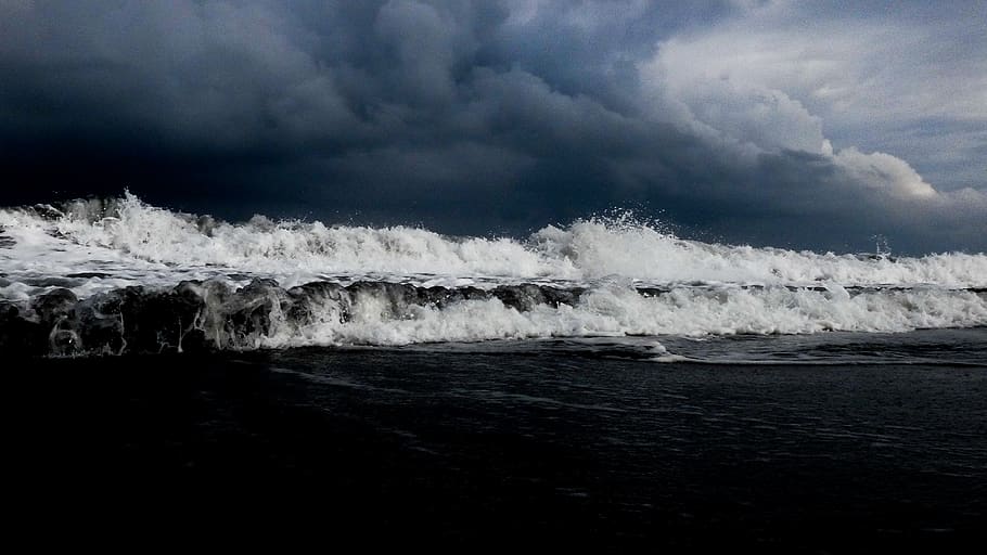 taiwan, waves, sea, surf, clouds, storm, motion, cloud - sky HD wallpaper