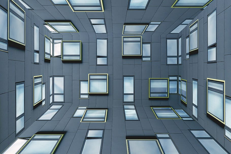 abstract, space, fantasy, perspective, facade, window, surreal HD wallpaper