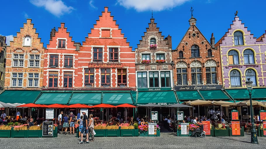 brugge, markt, square, buildings, architecture, colorful, city