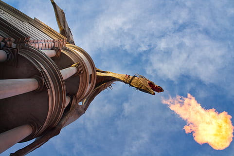 universal studios, harry potter, dragon, hogwarts, gringotts HD wallpaper