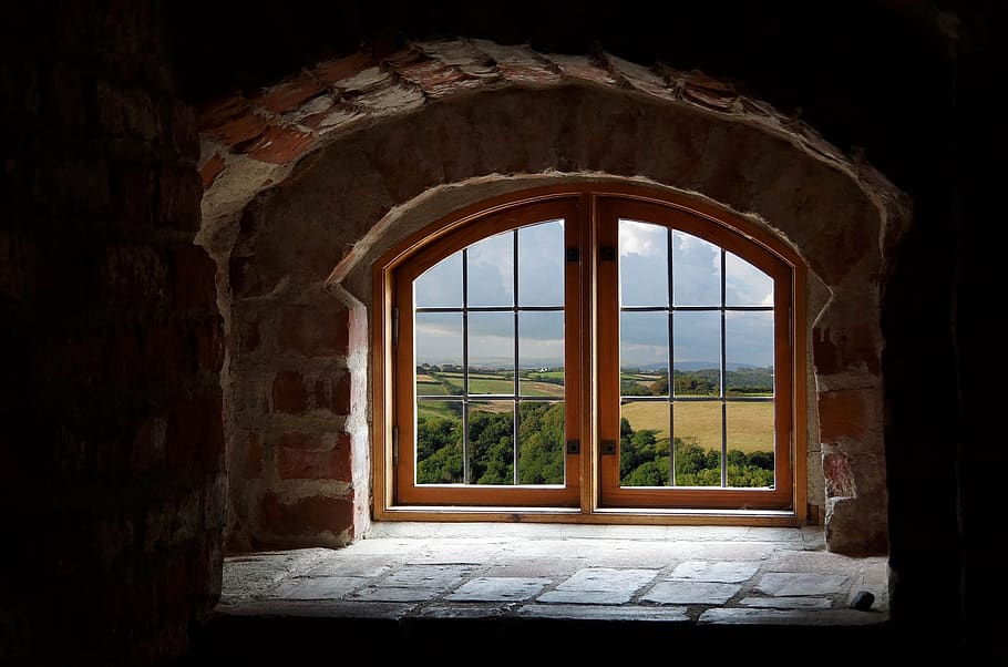 window, recess, clouds, landscape, recession, white, architecture HD wallpaper