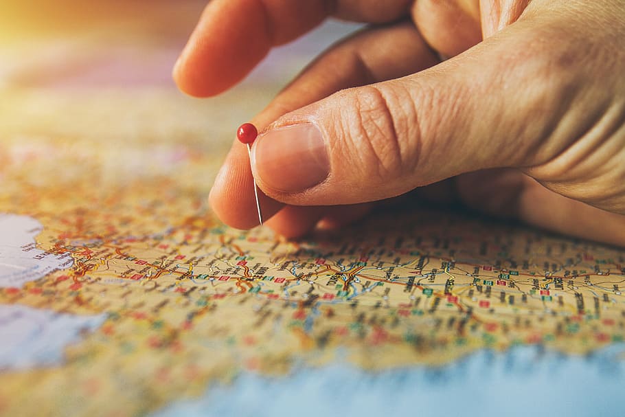 Travel Pin, various, map, maps, human hand, human body part, one person HD wallpaper