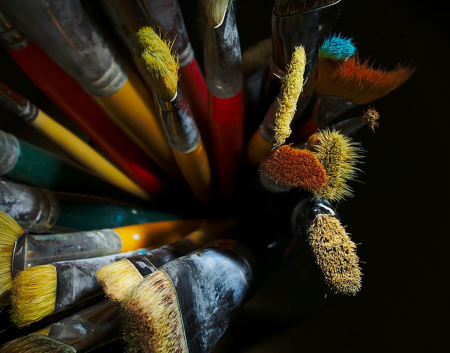 assorted-color paintbrush lot, usa, tyler, lazy creek studio HD wallpaper