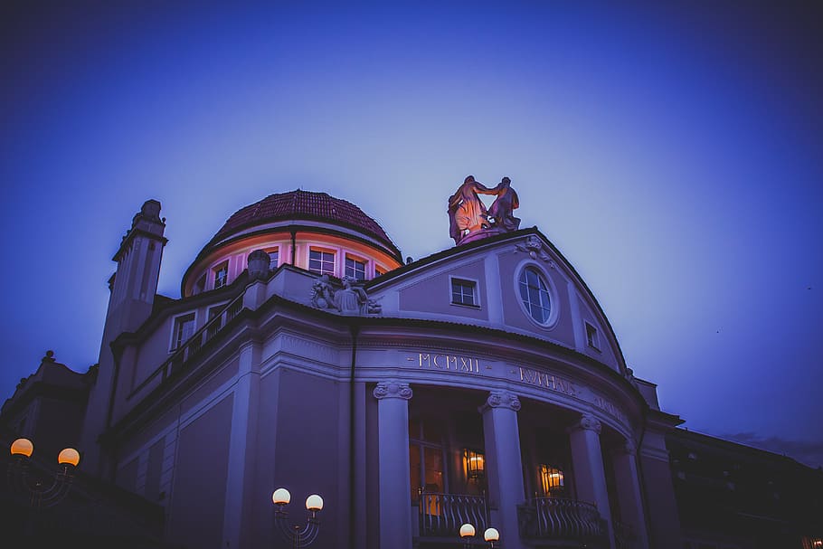 building, dome, architecture, mosque, art, sunset, merano, lights