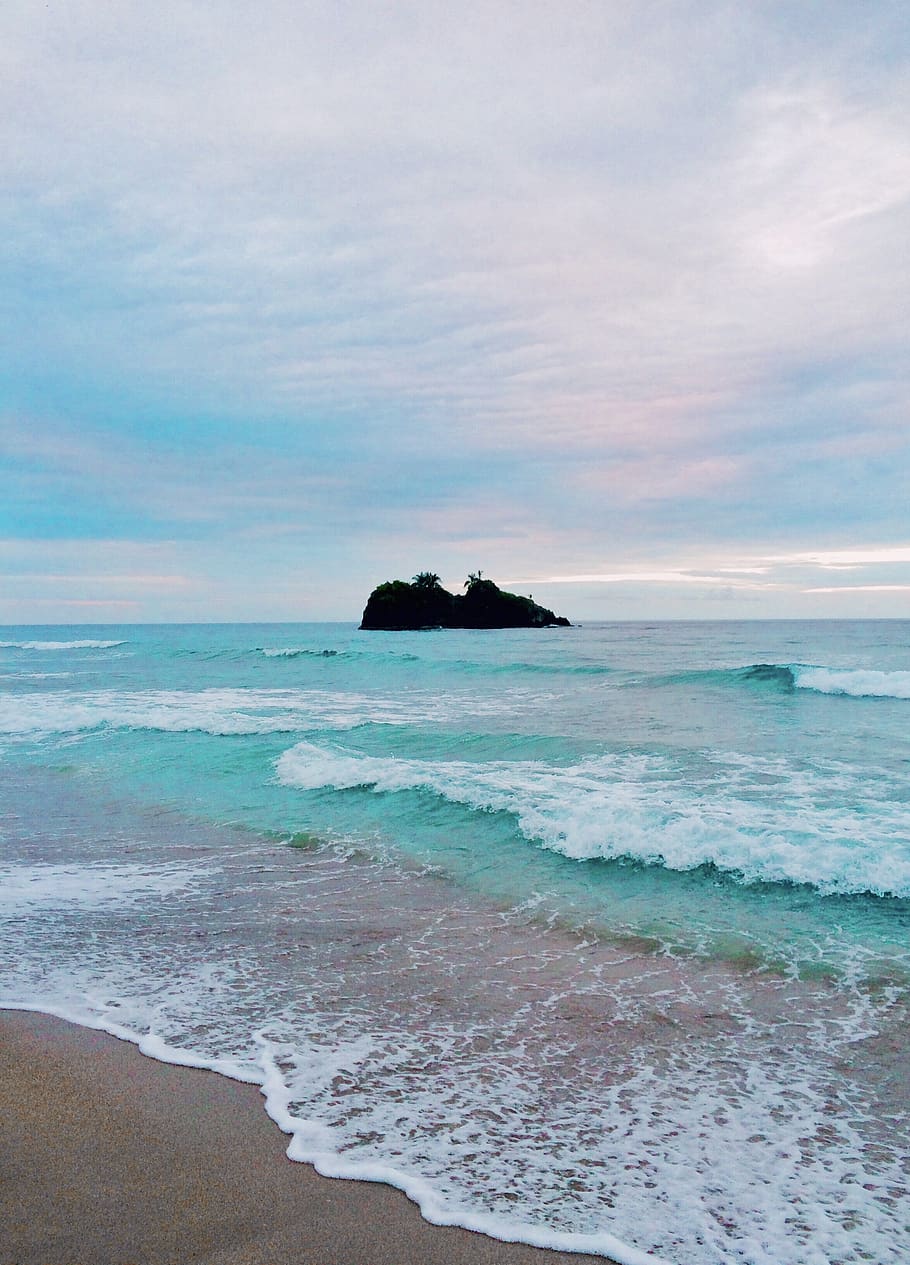 costa rica, playa cocles, turquoise, mint, caramel, brown sand, HD wallpaper