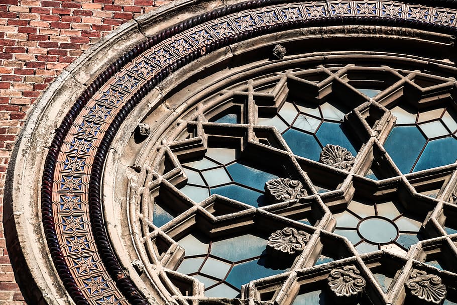 architecture, building, brick, starshape, reflection, pattern HD wallpaper
