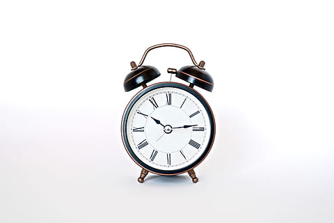 round black and white analog alarm clock, hour, circle, time HD wallpaper