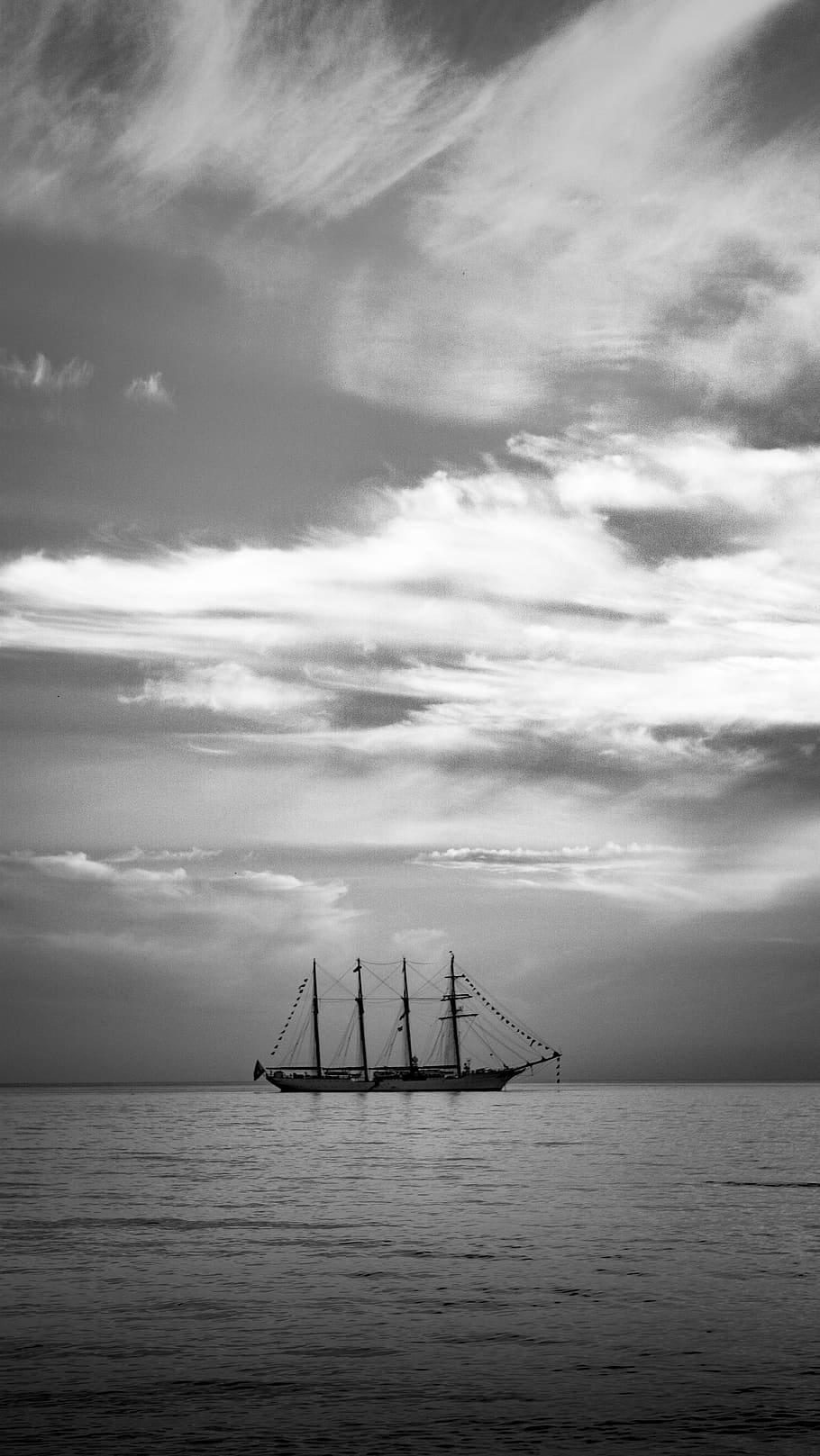 greyscale photo of boat, ship, punta del este, uruguay, outdoors, HD wallpaper