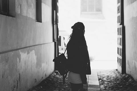 Woman Facing Back Photo, adult, alone, back view, backpack, bag HD wallpaper