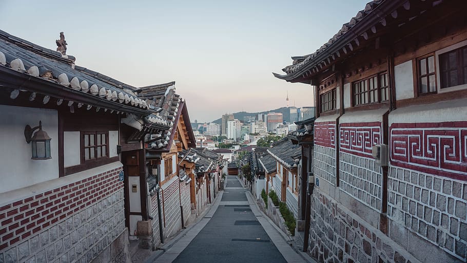 empty street between houses, architecture, built structure, building exterior HD wallpaper