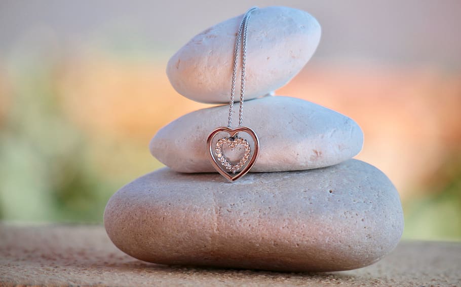 Silver-colored Necklace With Pendant on Cairn, accessory, balance HD wallpaper