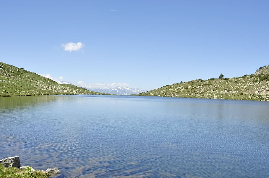 mountains, lake, sky, blue, pyrenees, water, scenics - nature HD wallpaper