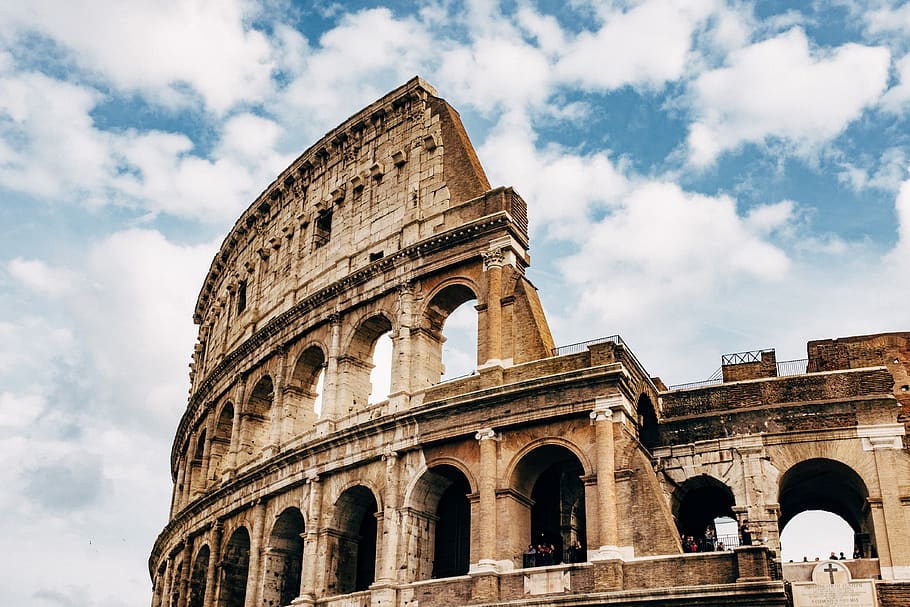 Colosseum under white clouds during daytime, sky, arch, history HD wallpaper
