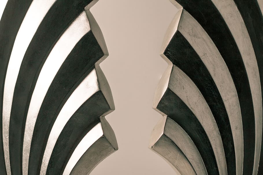 Gray and Black Steel Wall Decoration on White Surface, abstract HD wallpaper
