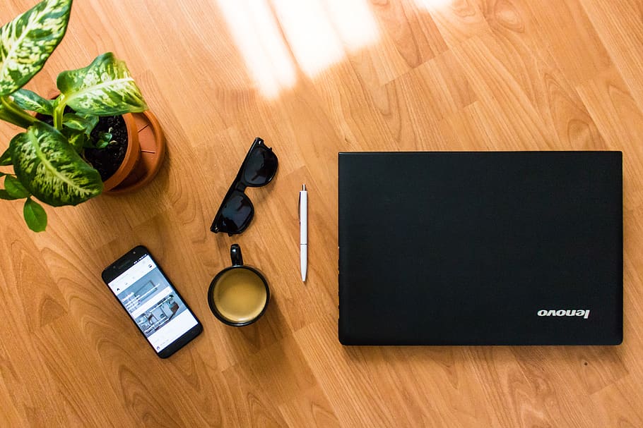 Black Android Smartphone Near Black Coffee Cup, connection, desk, HD wallpaper