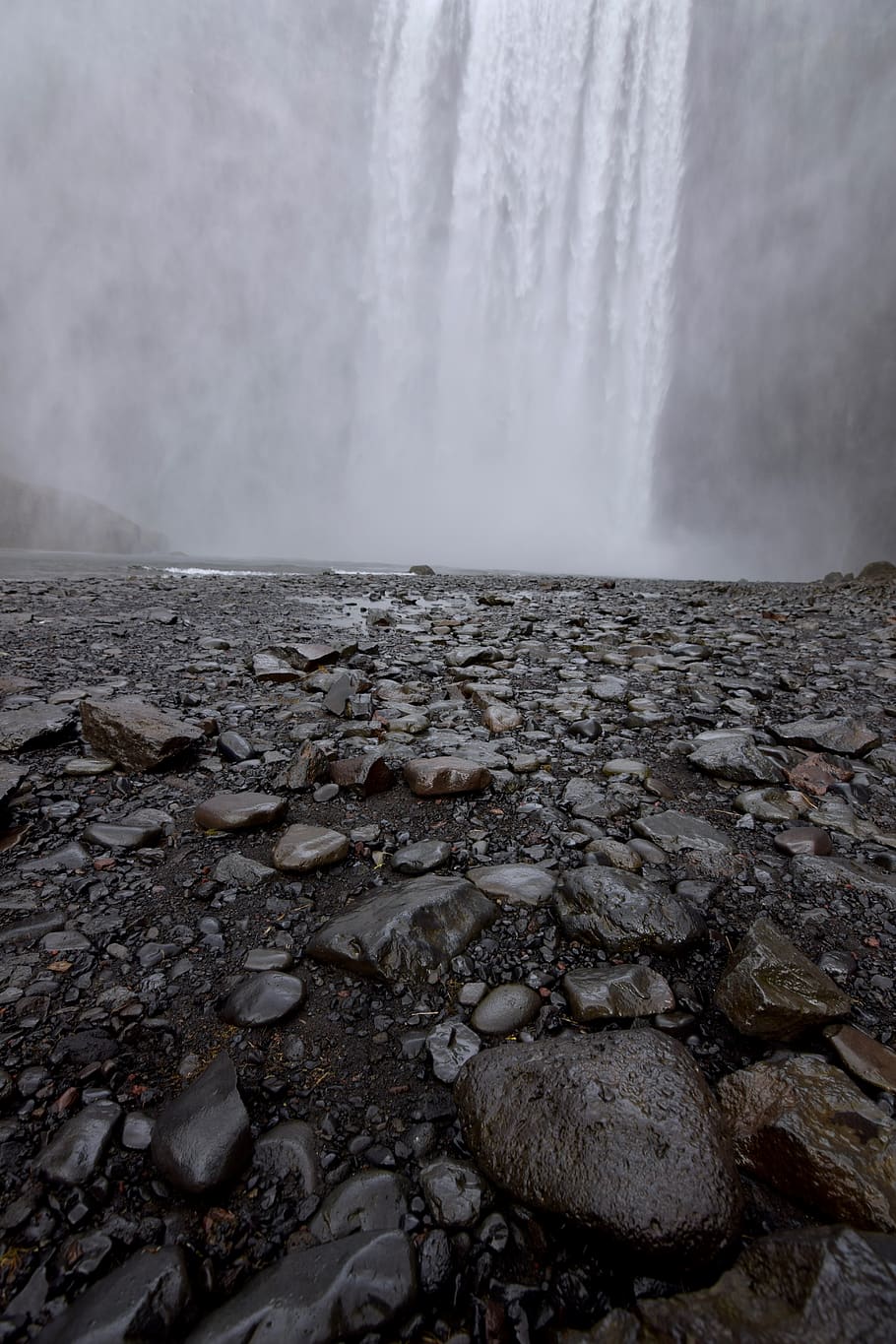 waterfalls near rocks, nature, outdoors, river, rubble, road, HD wallpaper