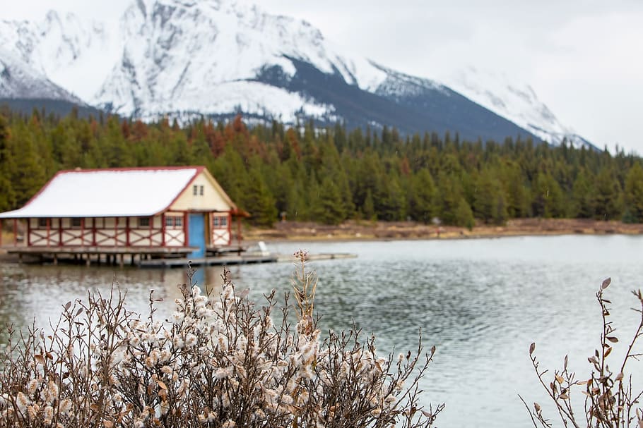 cover image, blurred, background, lake, winter, snow, mountains HD wallpaper