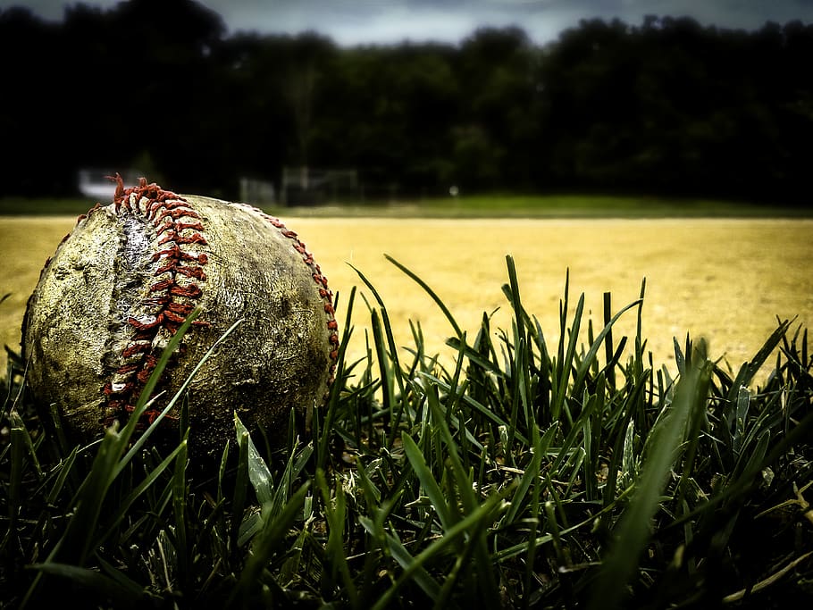 old baseball, field, game, grass, plant, sport, nature, green color HD wallpaper