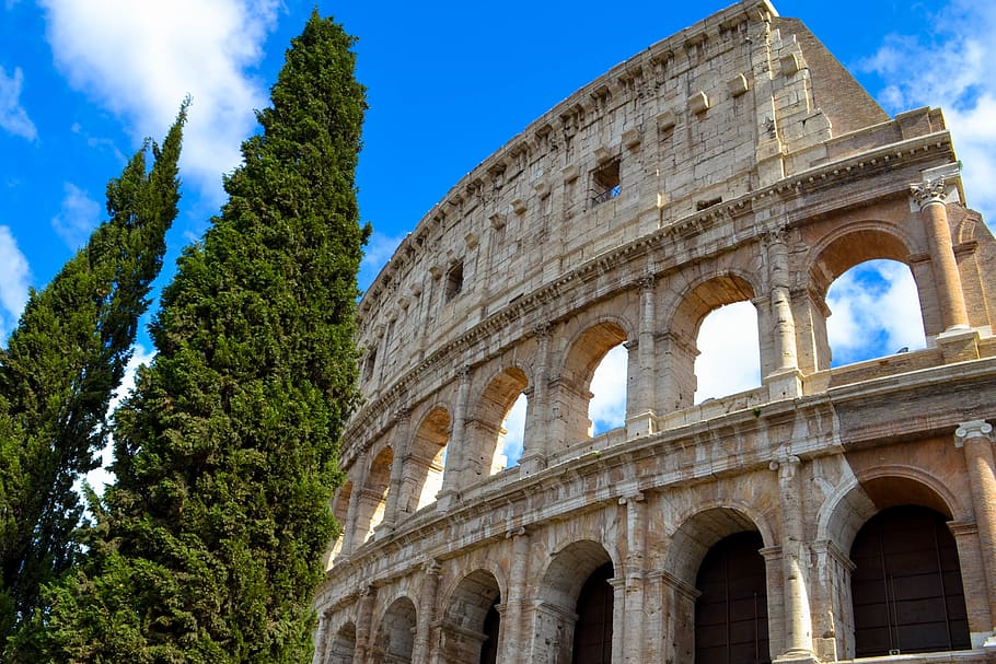 gray painted museum, building, architecture, castle, italy, colosseum HD wallpaper