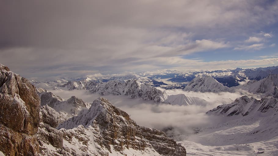 zugspitze, mountain, beauty in nature, winter, cold temperature HD wallpaper