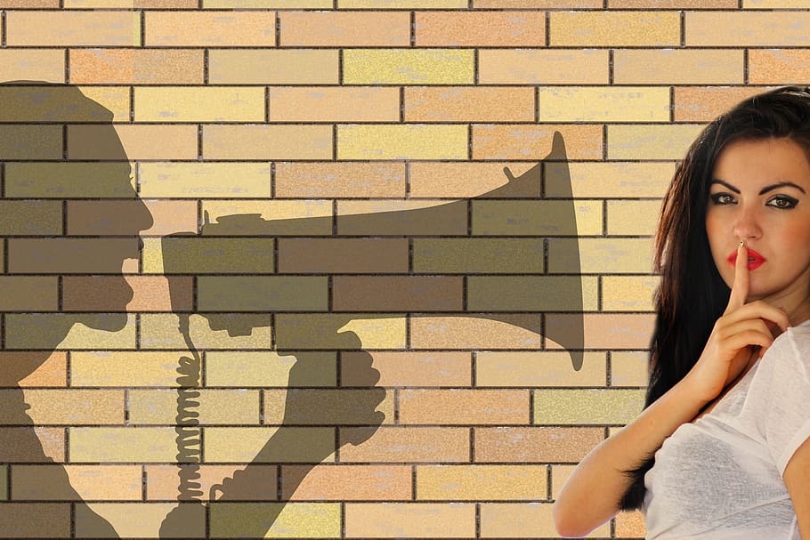 silence, man, silhouette, shadow, megaphone, cry, scream, talk HD wallpaper