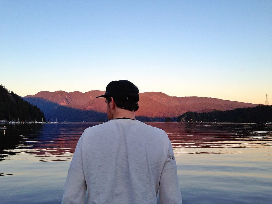 canada, deep cove, sunset, mountains, mountainscape, reflection HD wallpaper