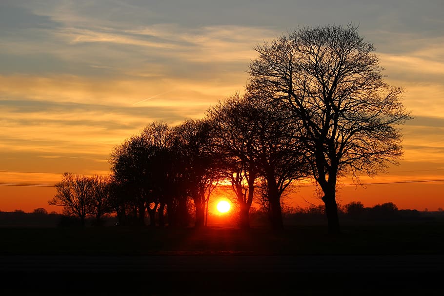 sunset, evening sky, abendstimmung, afterglow, mood, dusk, nature HD wallpaper