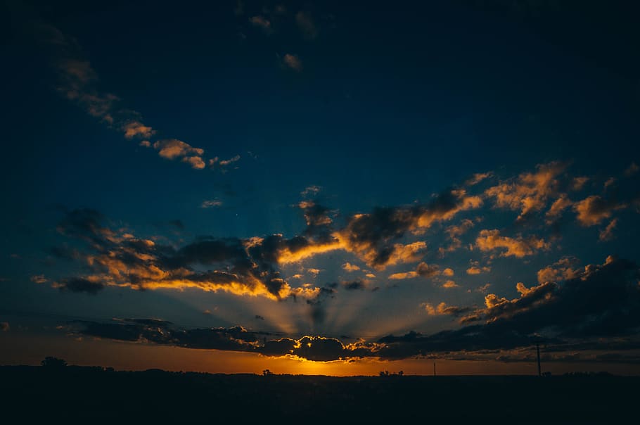 nature, outdoors, sky, sunset, sunlight, dusk, dawn, red sky HD wallpaper