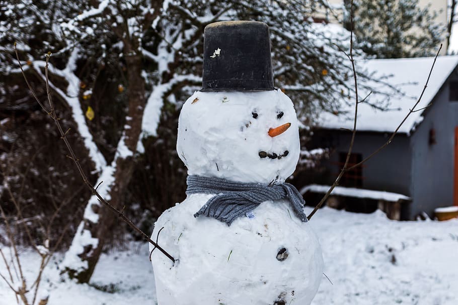 snowman, winter, cold, white, decoration, funny, wintry, figure HD wallpaper