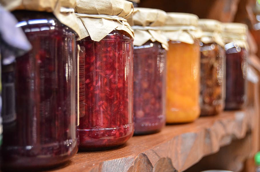 Clear Glass Mason Jars, blur, focus, jam, natural food, preservation HD wallpaper