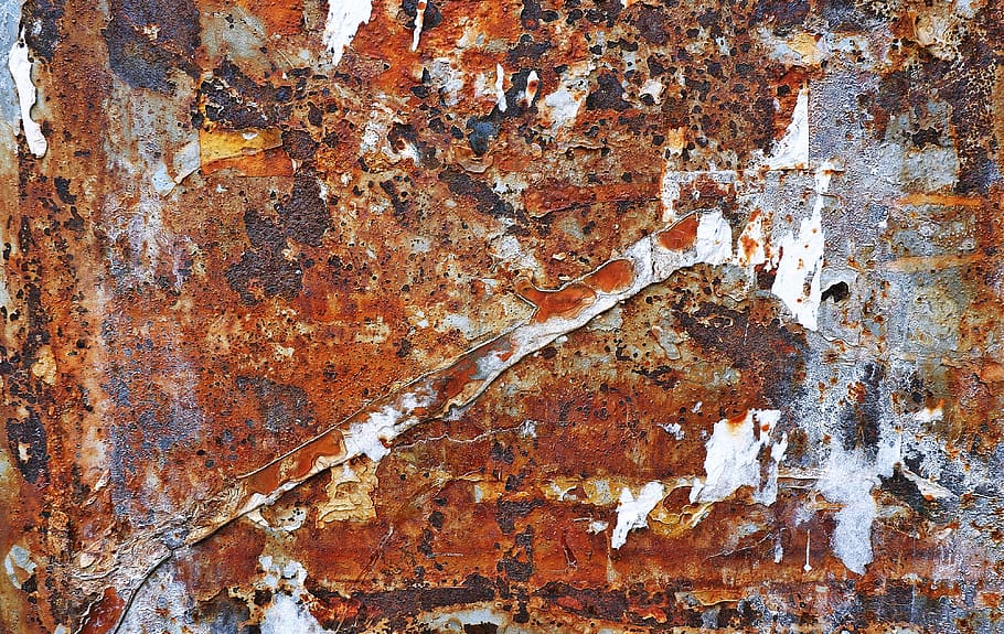 rust, steel, label, text, asphalt, tarmac, art, modern art, HD wallpaper