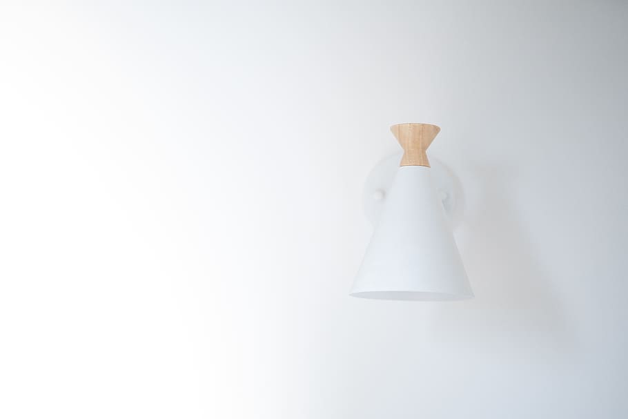 white cone sconce, studio shot, indoors, no people, copy space, HD wallpaper