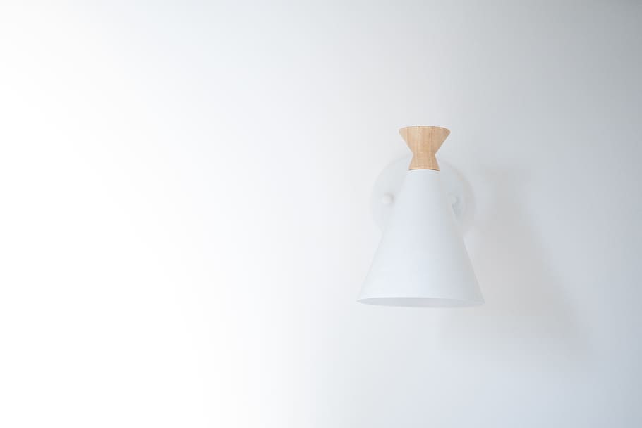 white cone sconce, studio shot, indoors, no people, copy space HD wallpaper