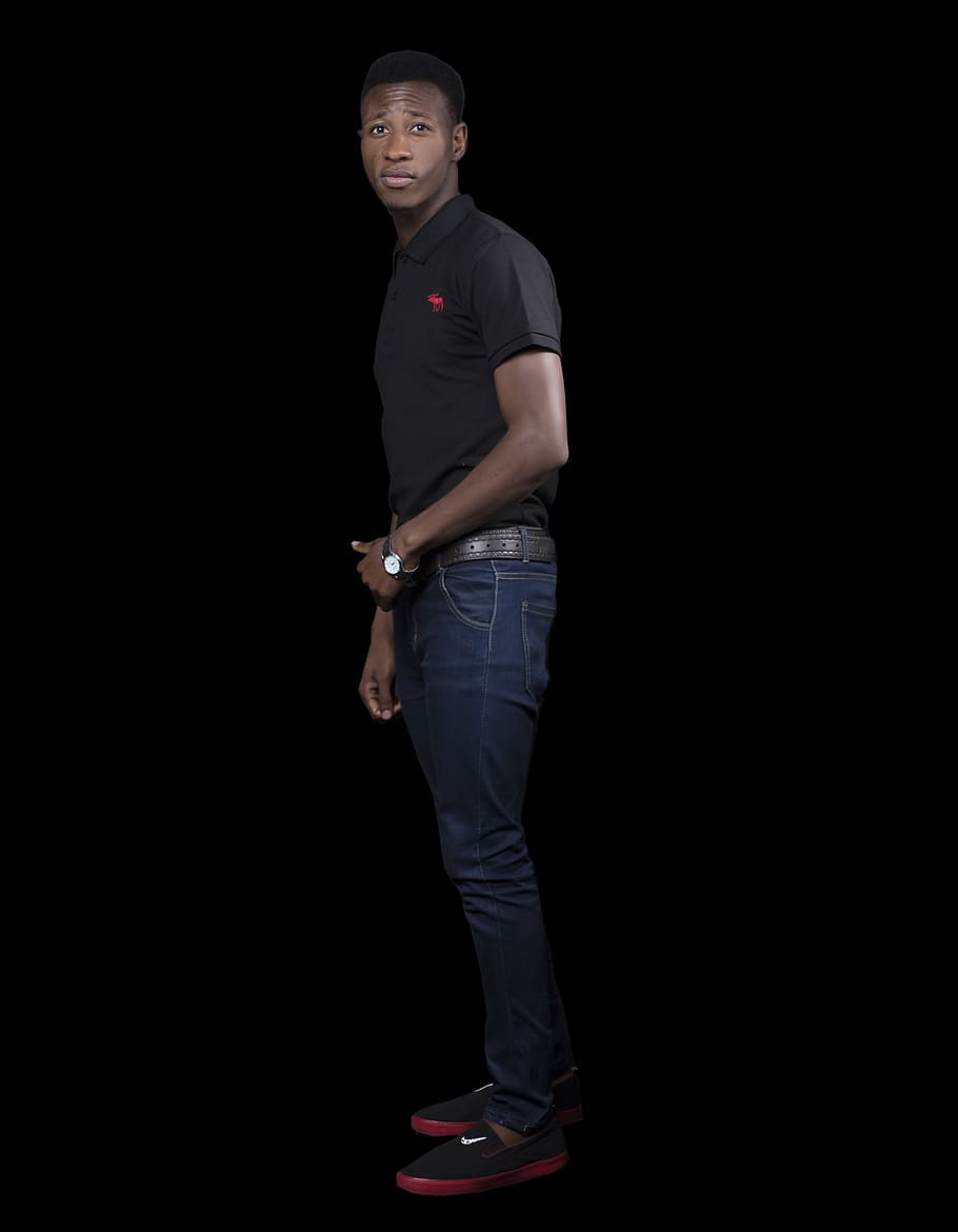 one person, studio shot, black background, full length, young adult HD wallpaper