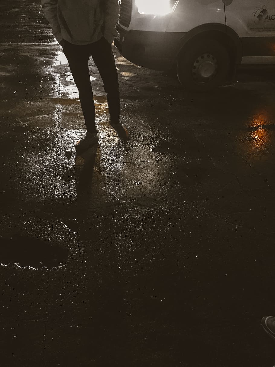 night, light, yezzy, orange, white, black, neon, water, low section HD wallpaper