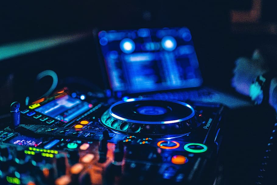 lighted DJ mixer, technology, selective focus, no people, close-up HD wallpaper