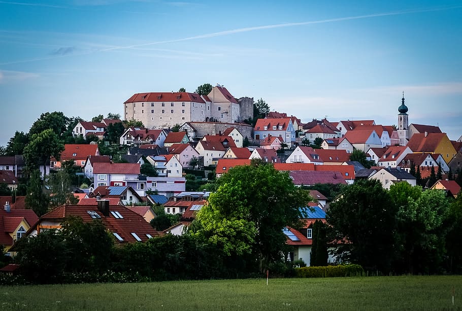 village, lupburg, upper palatinate, bavaria, castle, church, HD wallpaper