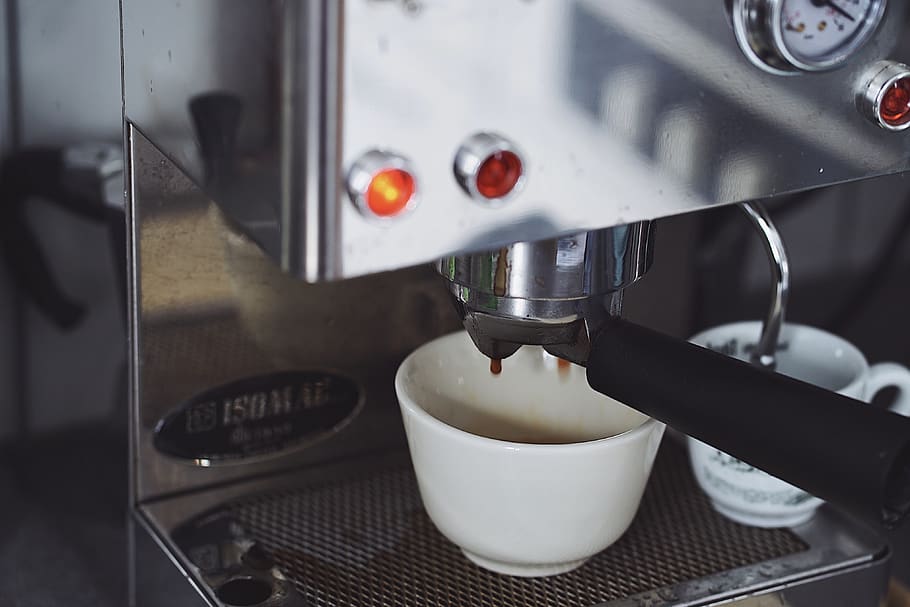 coffee, hipster, machine, cafe, kaffee, red, silver, espresso HD wallpaper