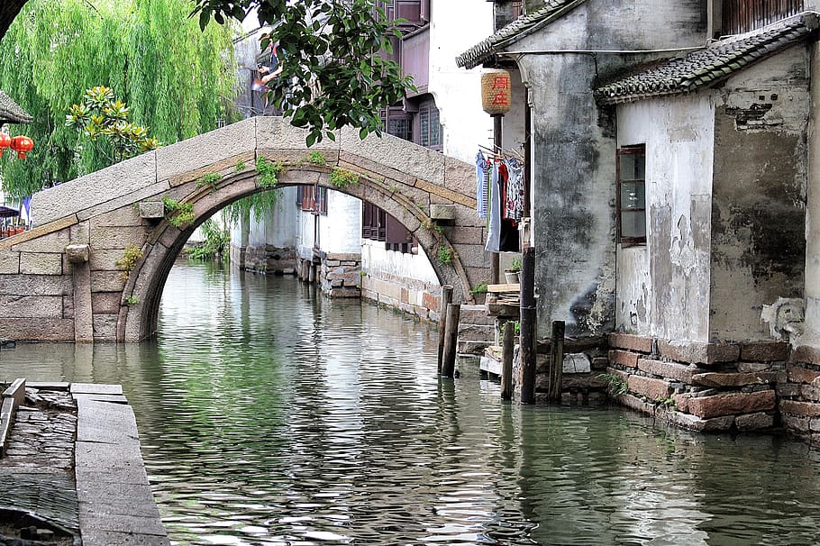 china, suzhou, zhouzhuang ancient town, village, asia, built structure, HD wallpaper