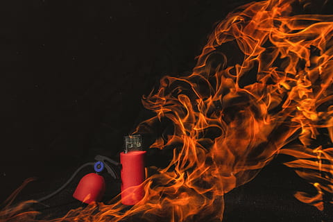 usb, flash-drive, technology, fire extinguisher, burning, flame HD wallpaper