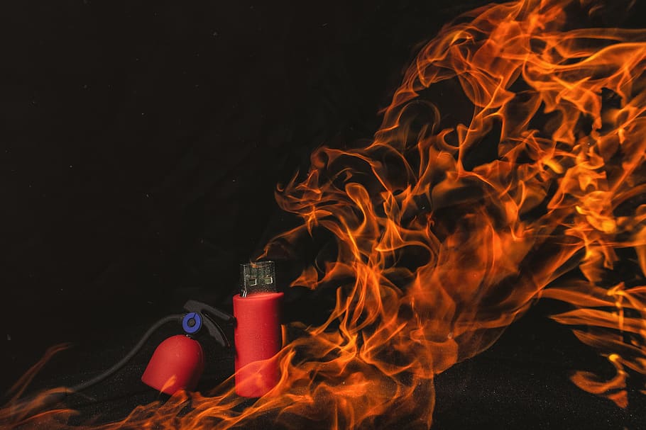 usb, flash-drive, technology, fire extinguisher, burning, flame HD wallpaper
