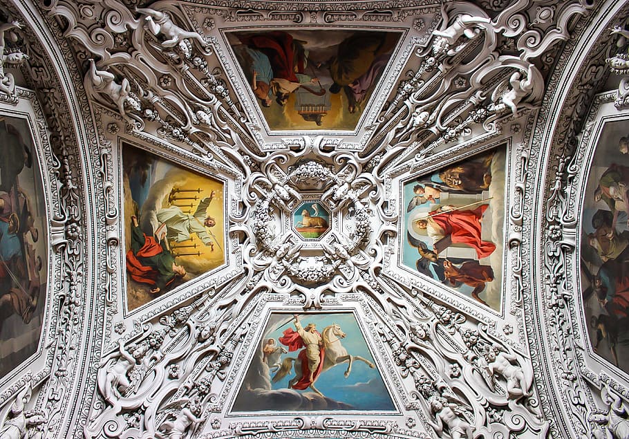 Cathedral Paintings, ancient, architecture, art, artistic, ceiling HD wallpaper