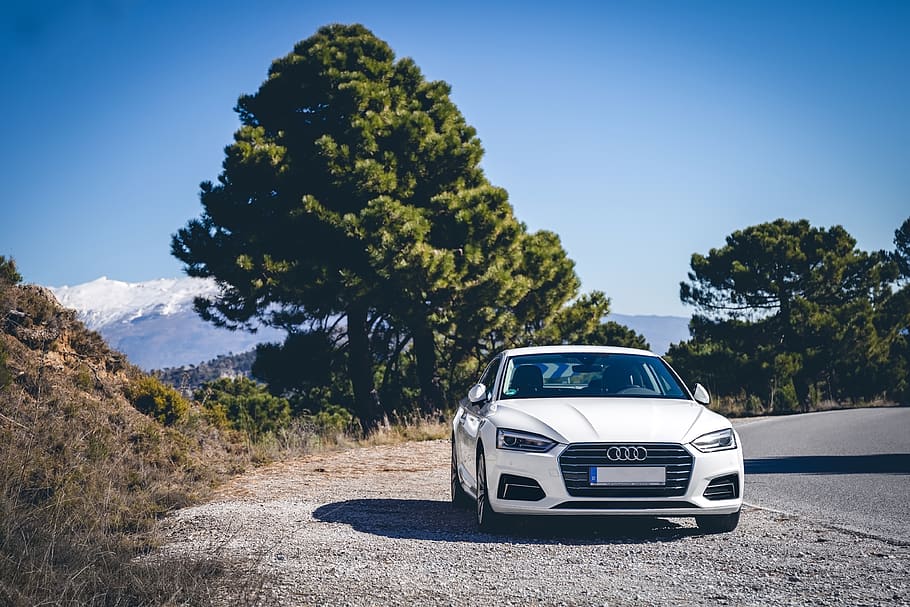 audi, mountains, snow, coupe, road, landscape, sierra nevada HD wallpaper