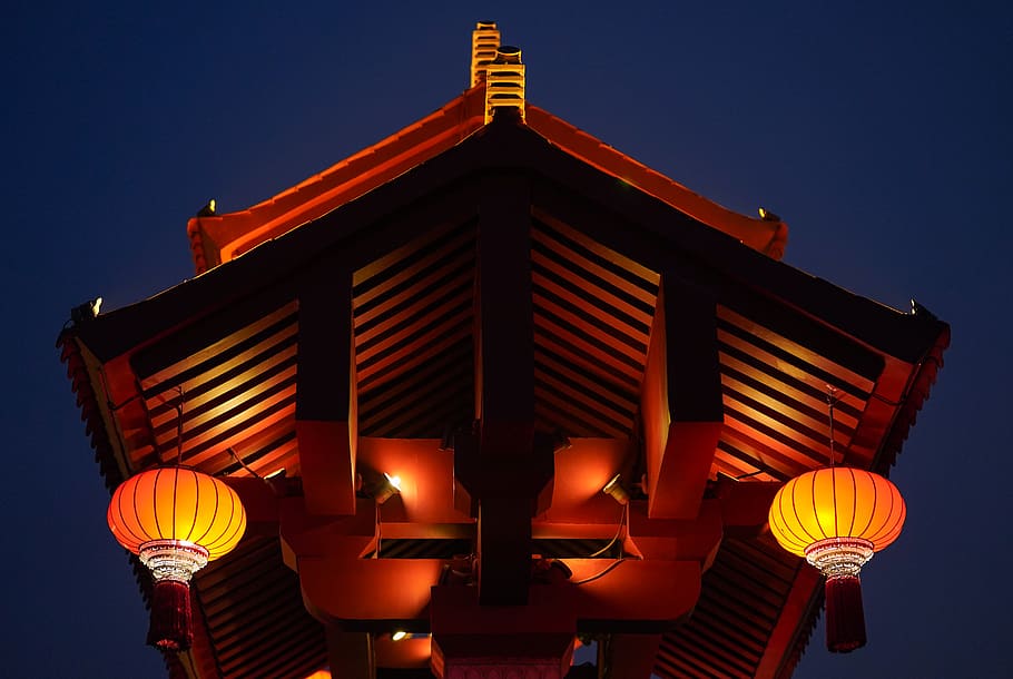 lamp, building, architecture, temple, shrine, worship, lantern HD wallpaper