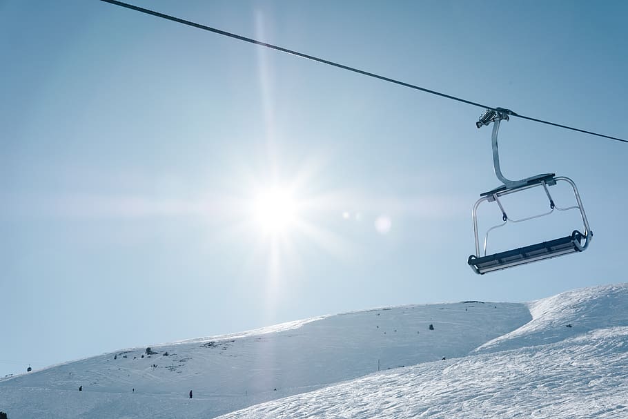 gray cable car, transportation, vehicle, snow, outdoors, skiing HD wallpaper