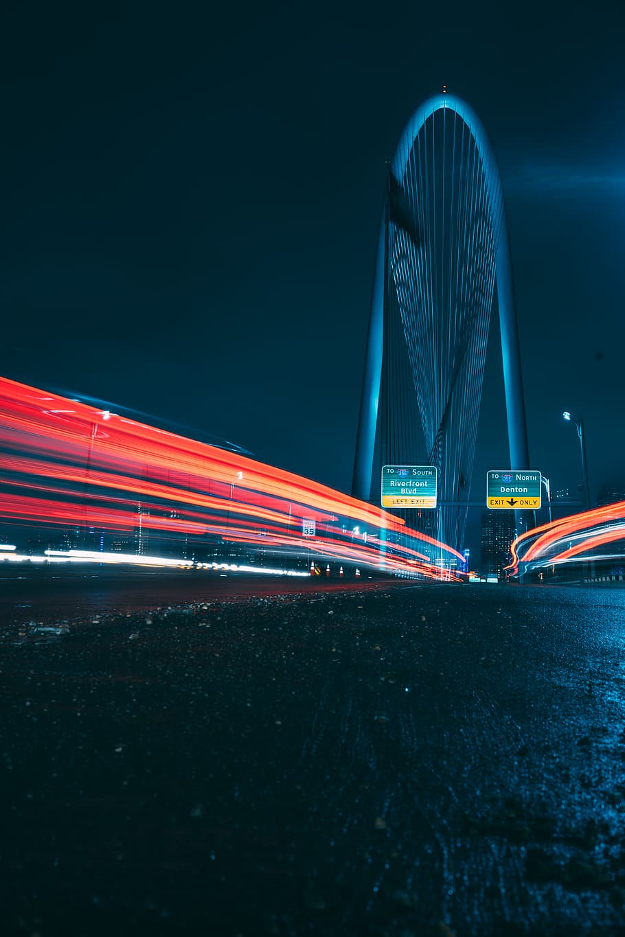Time Lapse Photography, bridge, evening, light streaks, long-exposure HD wallpaper