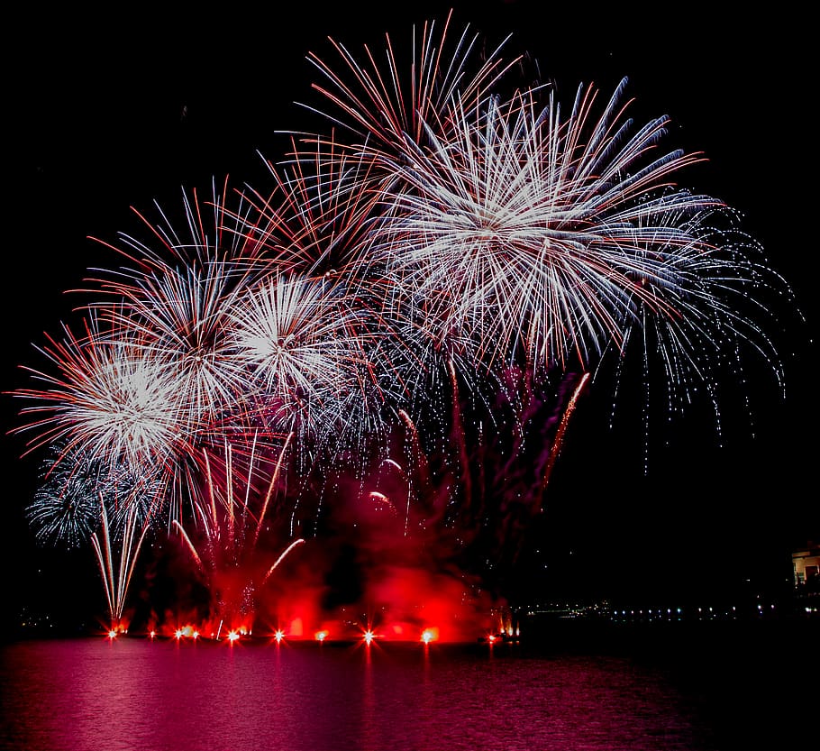 australia, canberra, night, firework, illuminated, firework display HD wallpaper