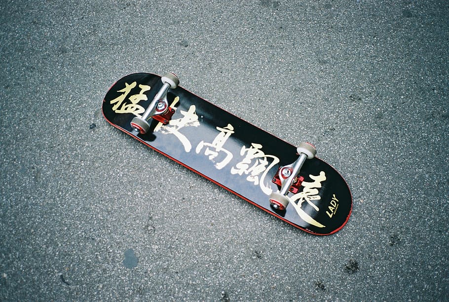 black skateboard on gray surface, road, fun, transport, travel HD wallpaper