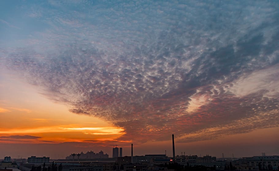 sky, sunset, zhongshan, architecture, building exterior, built structure HD wallpaper