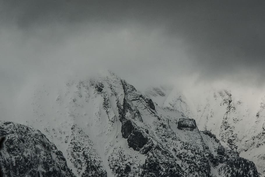 snow mountain under clouds, nature, outdoors, alps, fog, slovakia HD wallpaper
